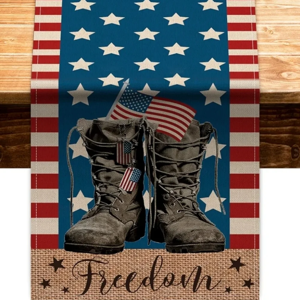 Artoid Mode Patriotic America Soldier Boots Table Runner 13x72 Inches